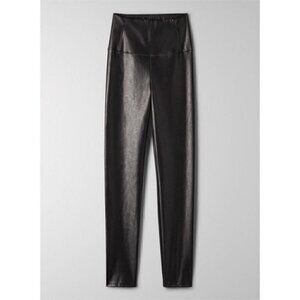 Aritzia Wilfred Daria High Rise Faux Leather Black Pant Leggings - S, tall